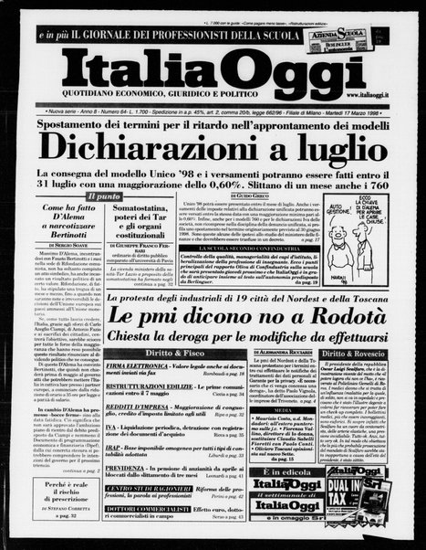 Italia oggi : quotidiano di economia finanza e politica